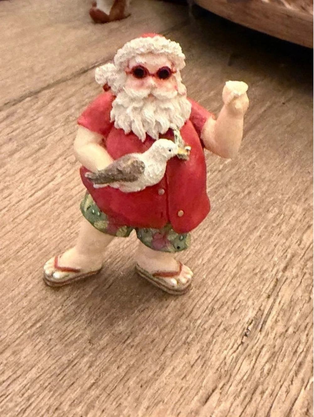 Beach Santa Holding Seagull, Flip-Flops Figurine